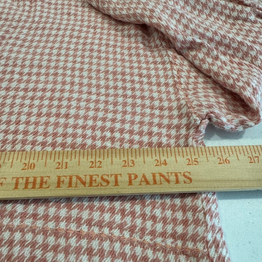 Peace Love World Pink Houndstooth Pullover Blouse XL Long Sleeve V-Neck Top - Picture 6 of 8